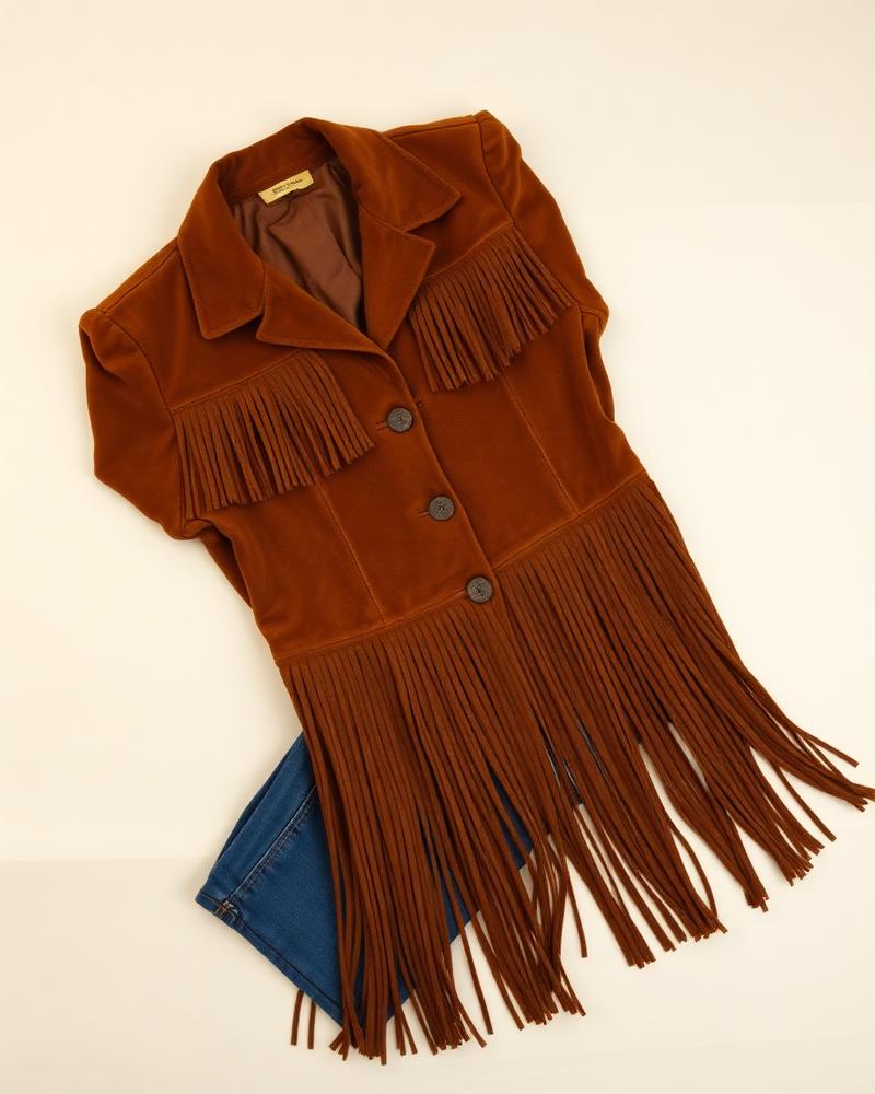 Suede Fringe Coat